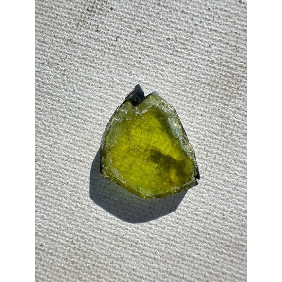 16.8 cts. Green Tourmaline Natural Crystal Slice - Custom Cabochon #11 - Picture 5 of 7